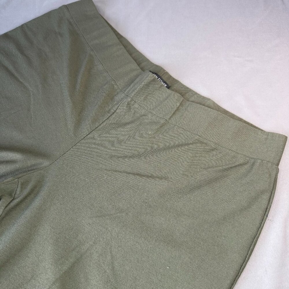 Eileen Fisher Slim Ankle Olive Green Washable Stretch Crepe Pants Comfort L